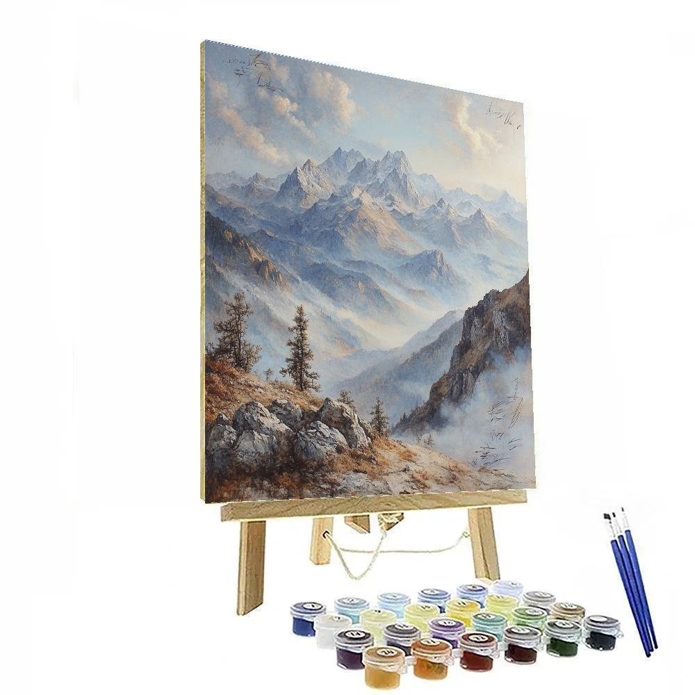 Leonardo Da Vinci Inspired Mountain Mist Panorama Painting by numbers kit
