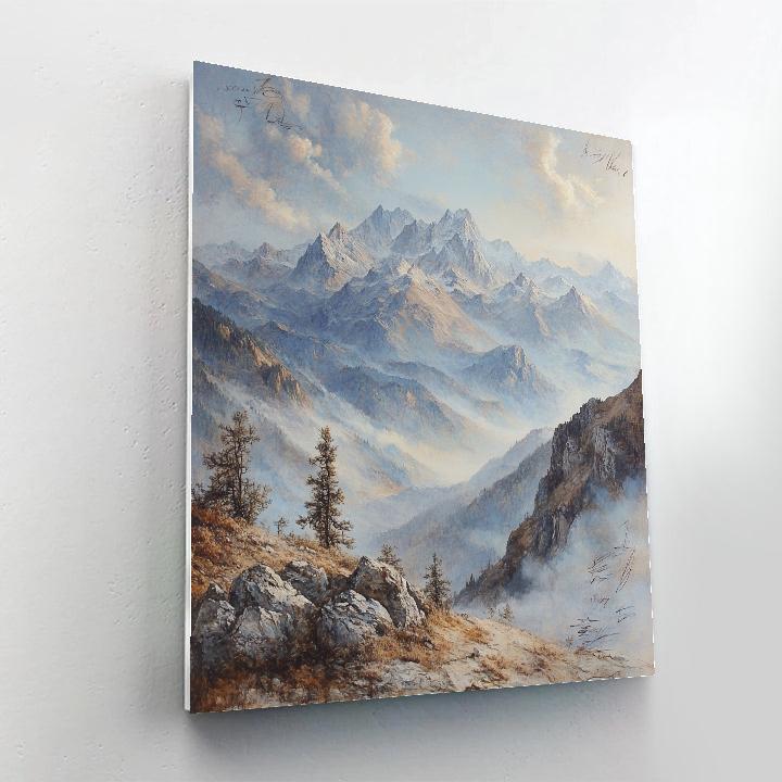 Leonardo Da Vinci Inspired Mountain Mist Panorama Painting by numbers kit
