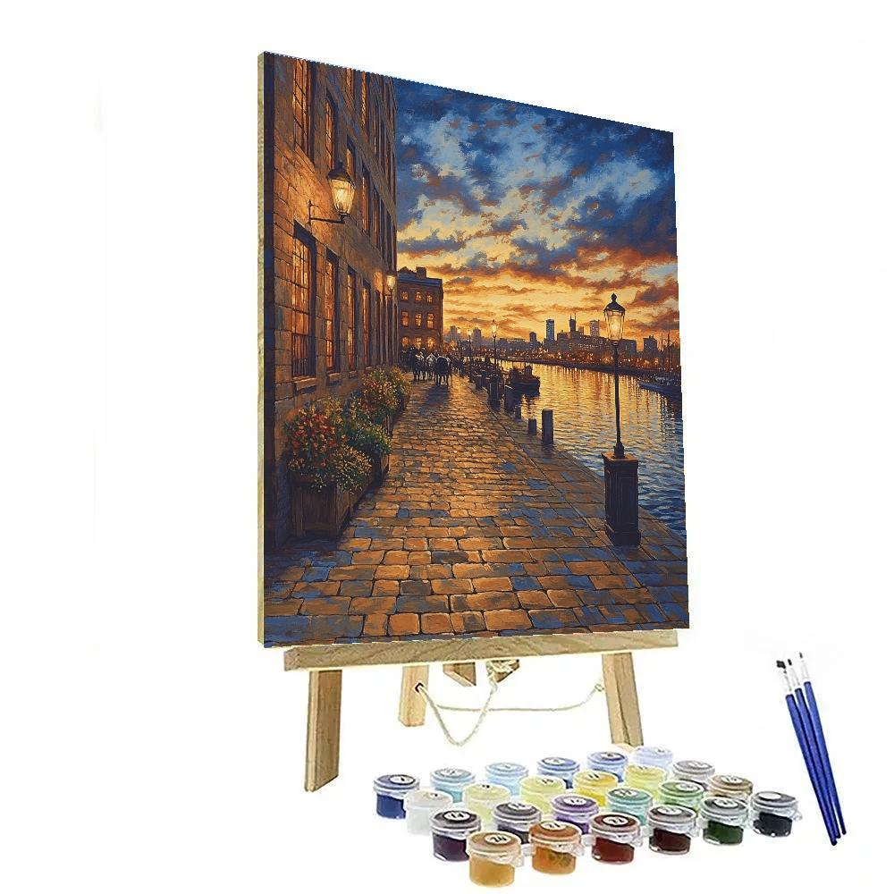 Old Montreal Boardwalk Sunset Montreal Canada Paint by numbers art