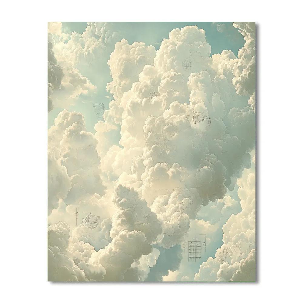 Leonardo Da Vinci Inspired Geometric Cloud Patterns Numbered painting kits