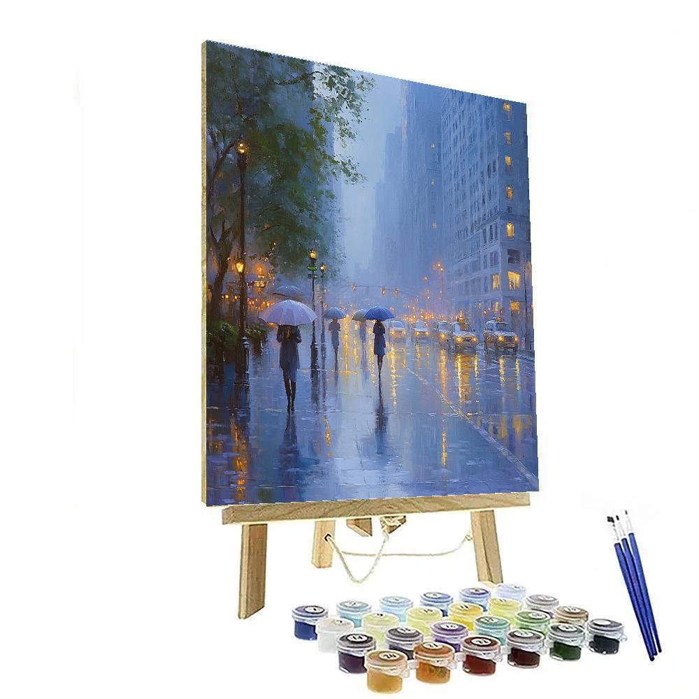 Claude Monet Inspired Rainy City Street Numbered painting kits