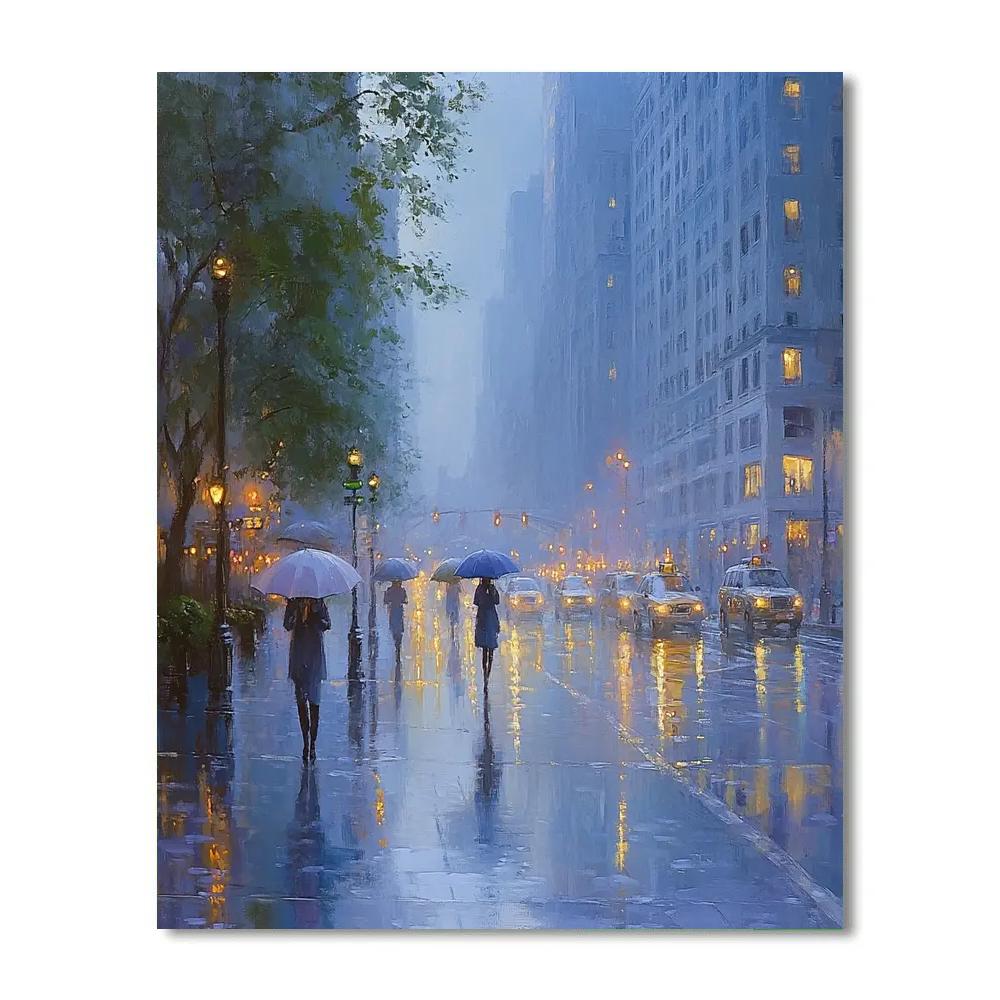 Claude Monet Inspired Rainy City Street Numbered painting kits