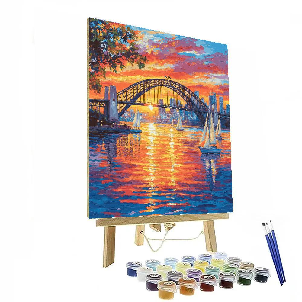 Sunset Over Sydney Harbour Bridge Sydney Australia Paint by numbers art