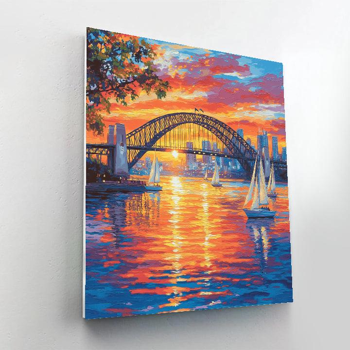 Sunset Over Sydney Harbour Bridge Sydney Australia Paint by numbers art