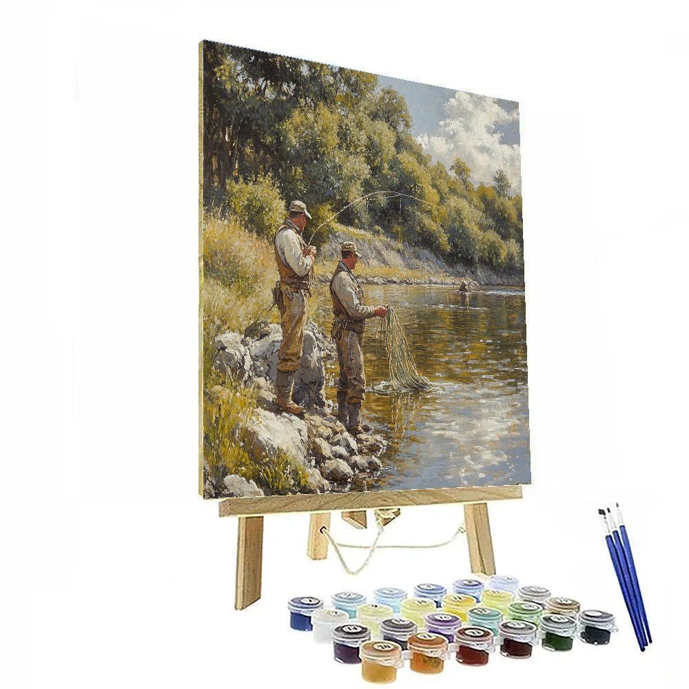 Gustave Courbet Inspired River Fishermen paint by number