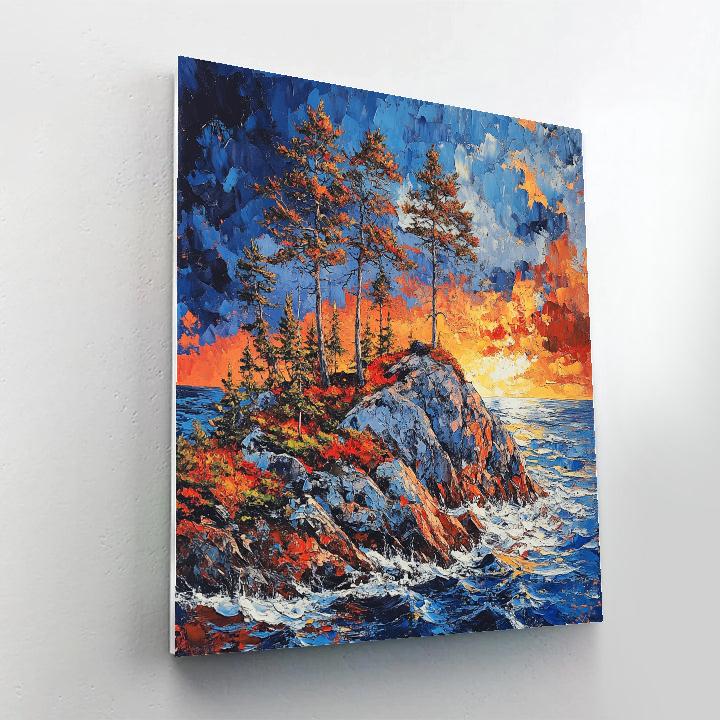 Arthur Lismer Inspired Windswept Pines On Georgian Bay Rock Number painting