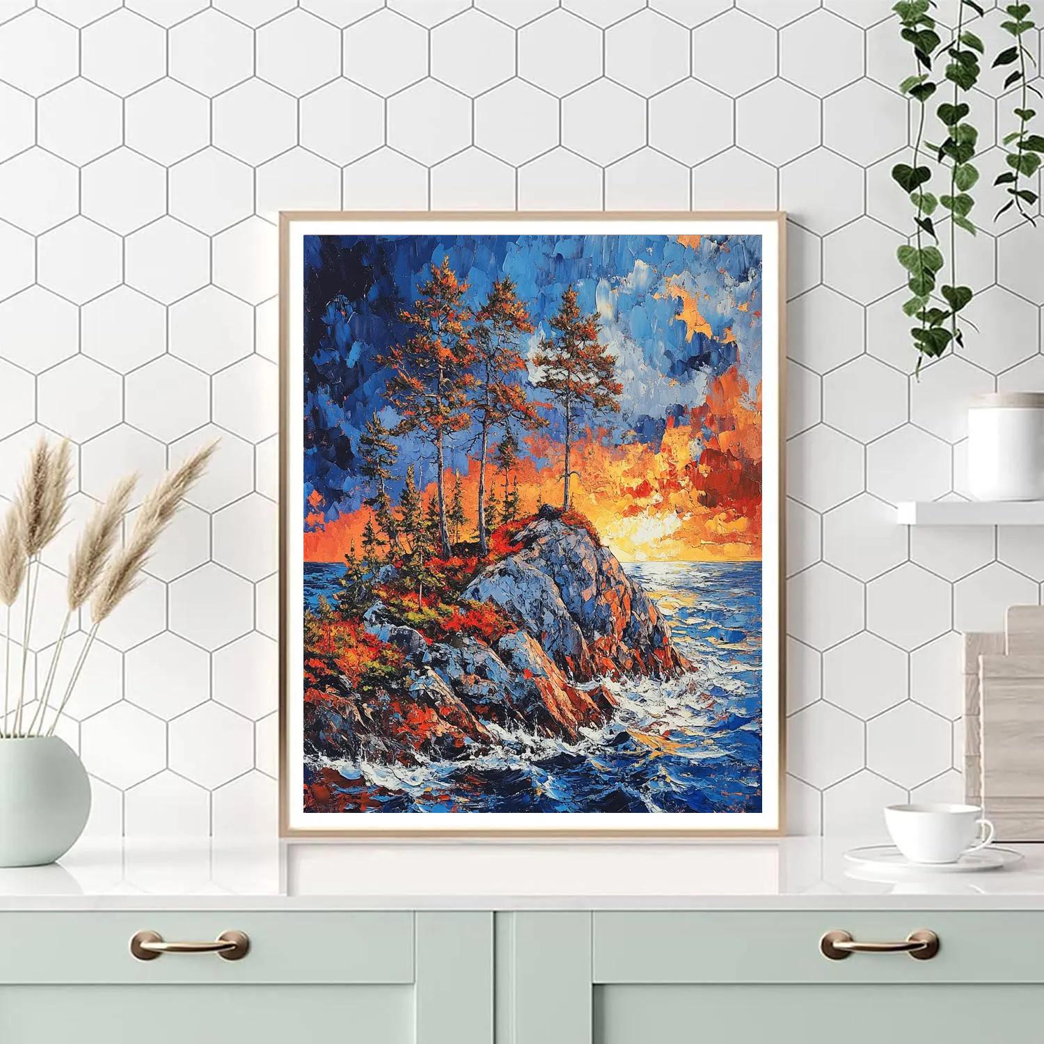 Arthur Lismer Inspired Windswept Pines On Georgian Bay Rock Number painting