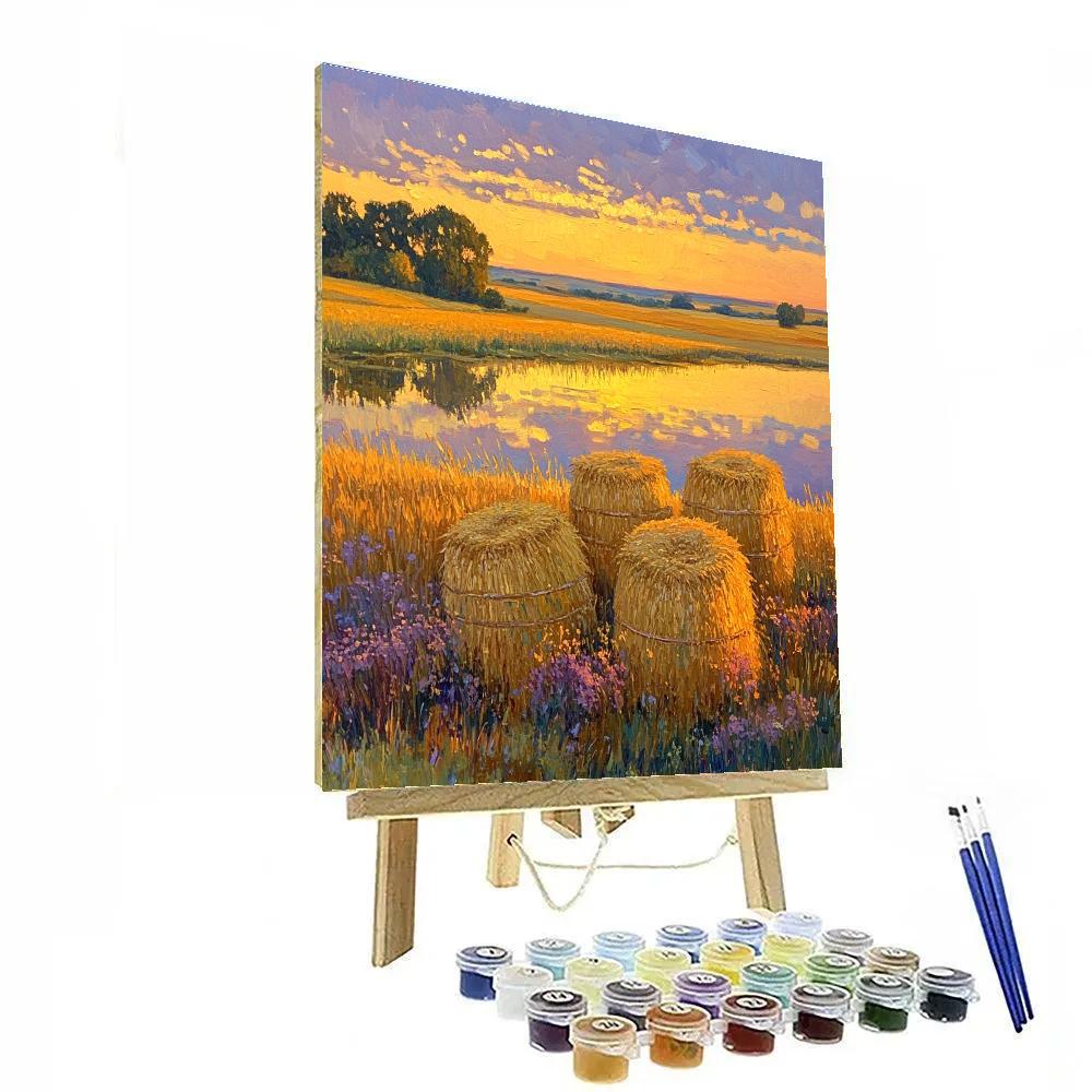 Claude Monet Inspired Haystacks Sunset Glow Paint by numbers kits