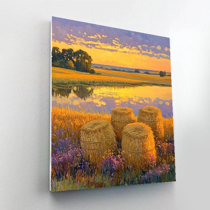 Claude Monet Inspired Haystacks Sunset Glow Paint by numbers kits