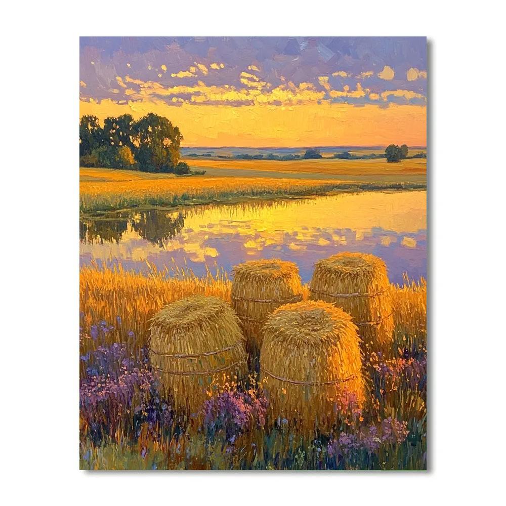 Claude Monet Inspired Haystacks Sunset Glow Paint by numbers kits