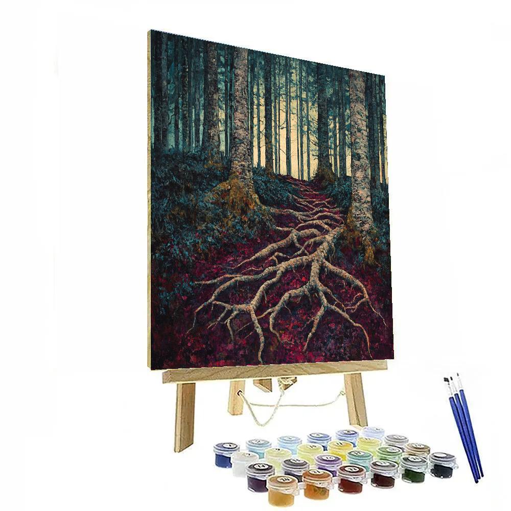 Arthur Lismer Inspired Tangled Forest Undergrowth And Twisted Roots painting number kit