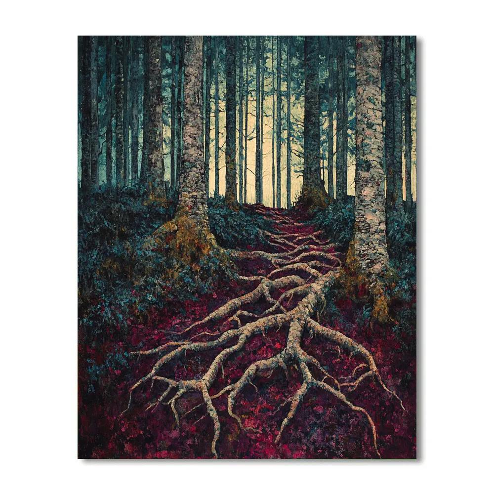 Arthur Lismer Inspired Tangled Forest Undergrowth And Twisted Roots painting number kit