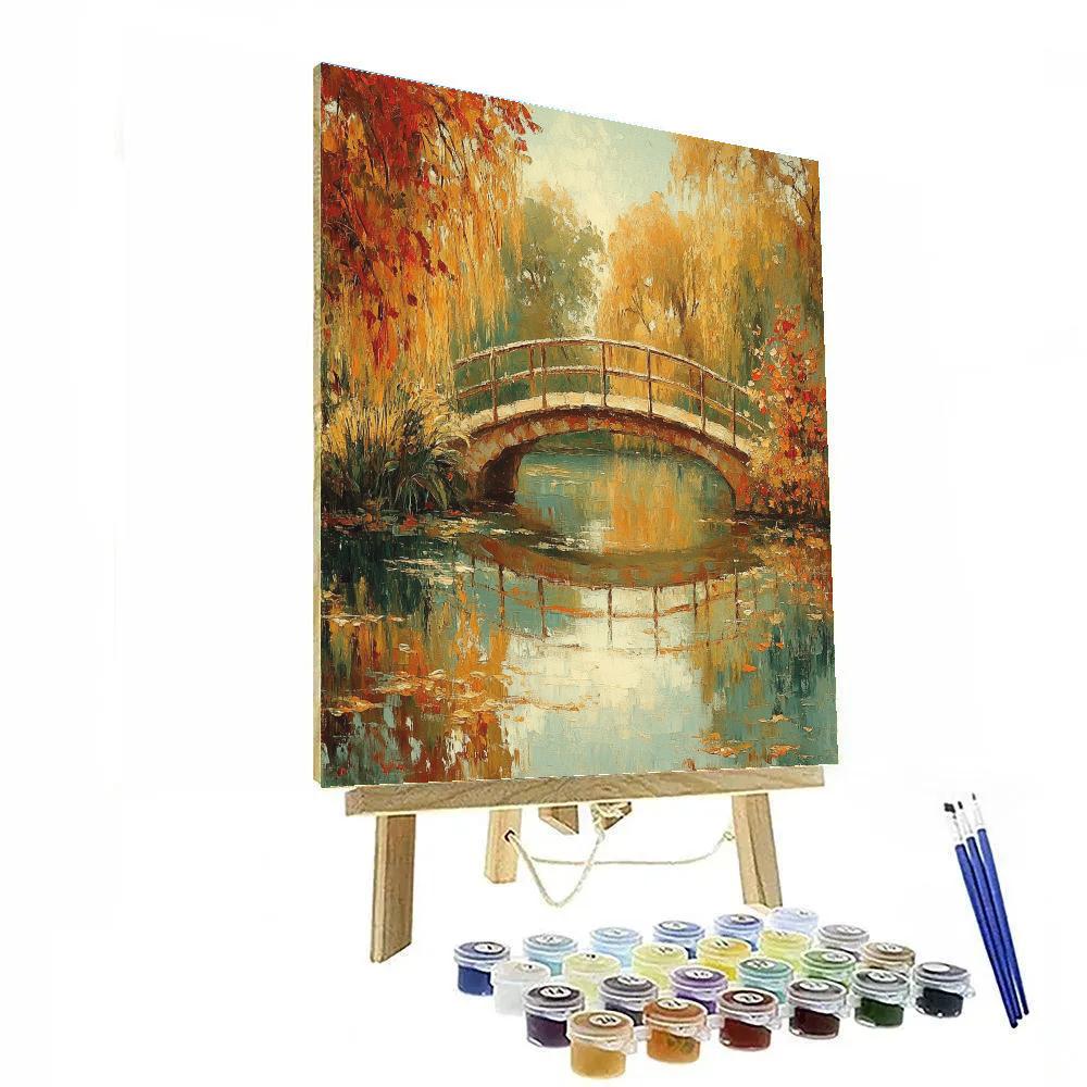 Claude Monet Inspired Giverny Bridge Autumn Reflection Painting by numbers kit