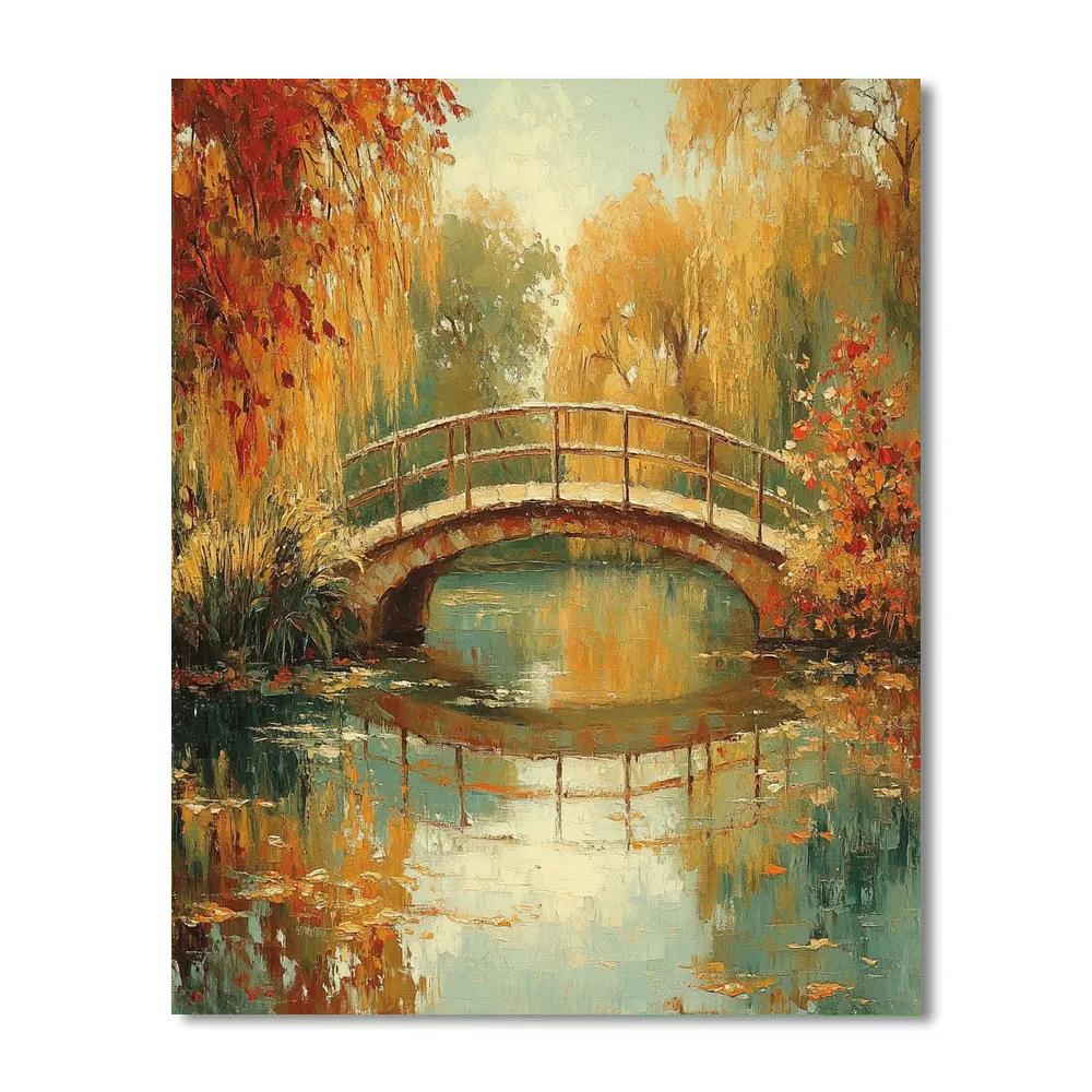 Claude Monet Inspired Giverny Bridge Autumn Reflection Painting by numbers kit