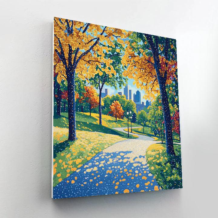 Seurat Inspired Sunlit Park Pointillism Numbered painting kits