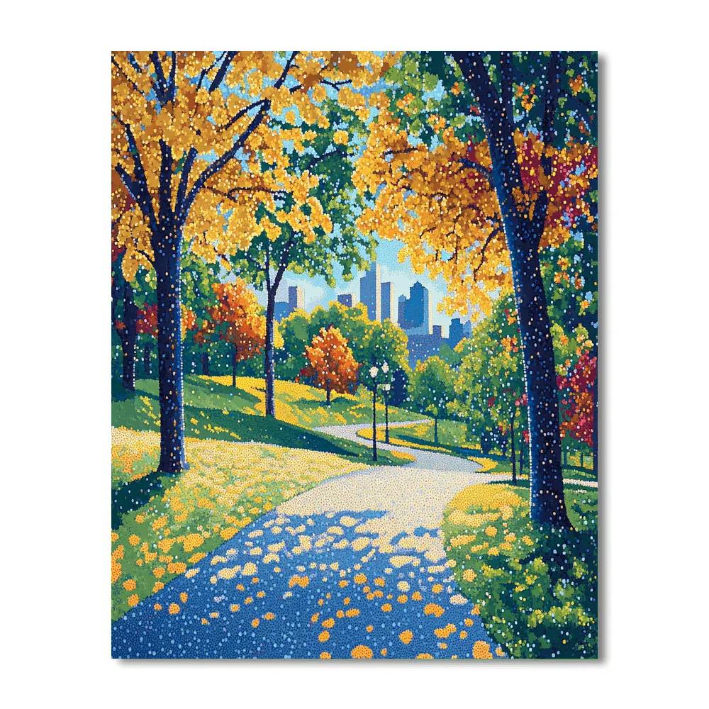 Seurat Inspired Sunlit Park Pointillism Numbered painting kits