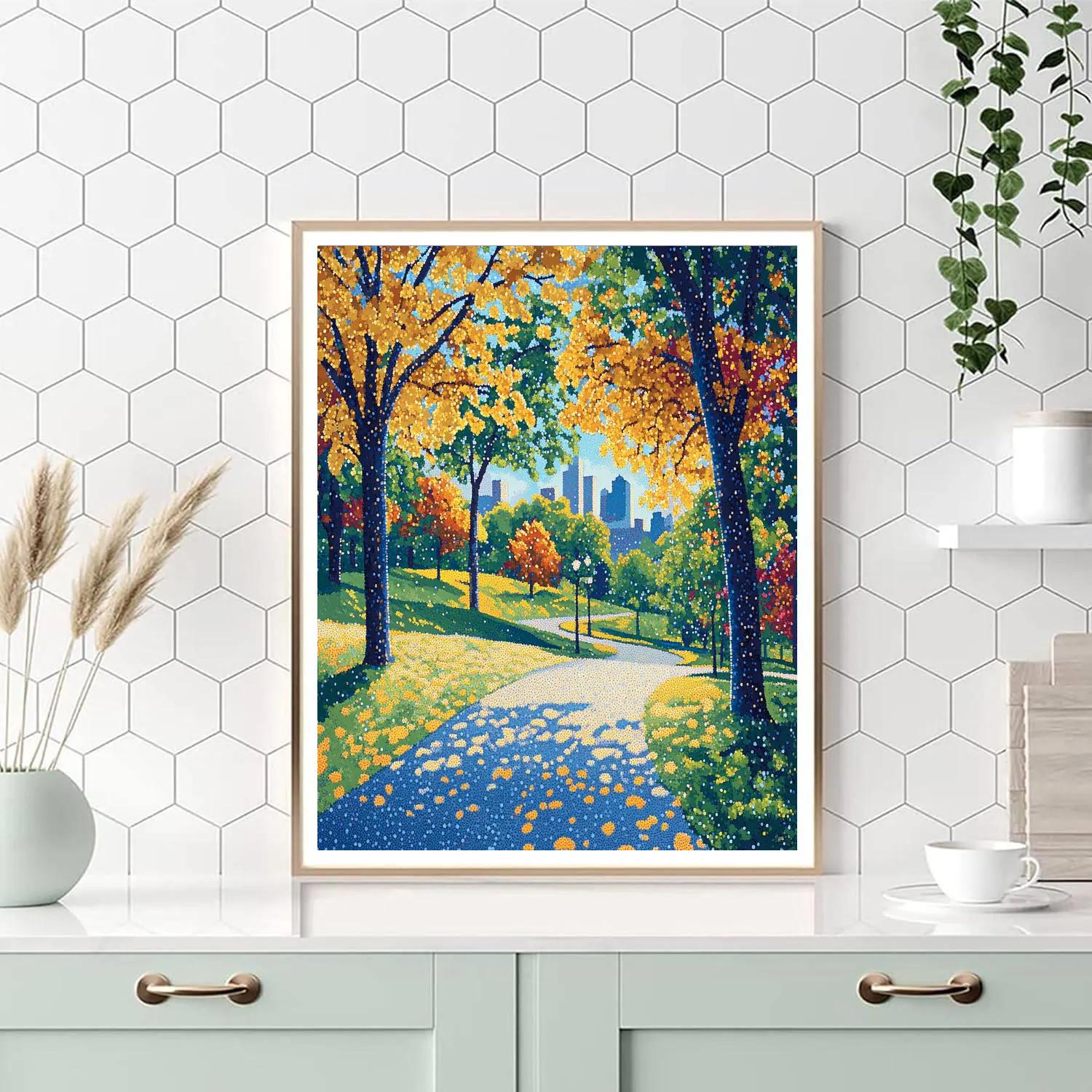 Seurat Inspired Sunlit Park Pointillism Numbered painting kits