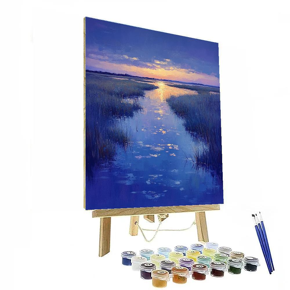 Claude Monet Inspired Twilight Marsh Reflections paint by numbers