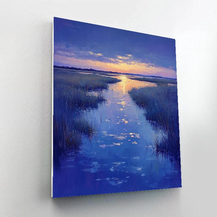 Claude Monet Inspired Twilight Marsh Reflections paint by numbers