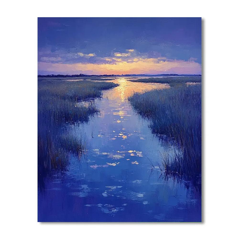 Claude Monet Inspired Twilight Marsh Reflections paint by numbers