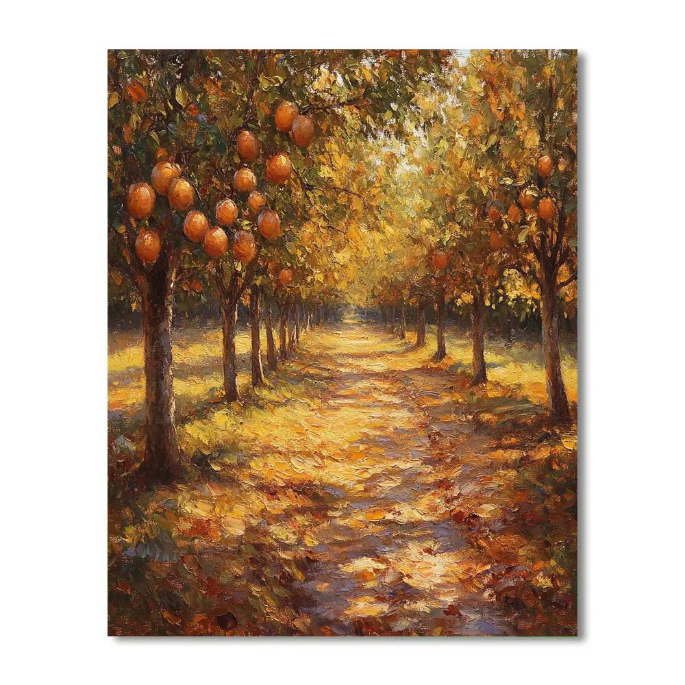 Claude Monet Inspired Early Autumn Orchard Glow DIY paint by numbers