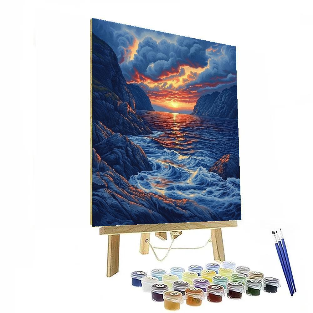 Edvard Munch Inspired Fjord Sunset Surge Numbered painting kits