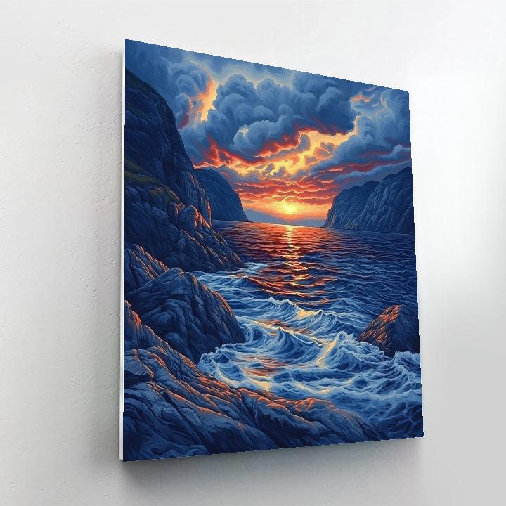 Edvard Munch Inspired Fjord Sunset Surge Numbered painting kits