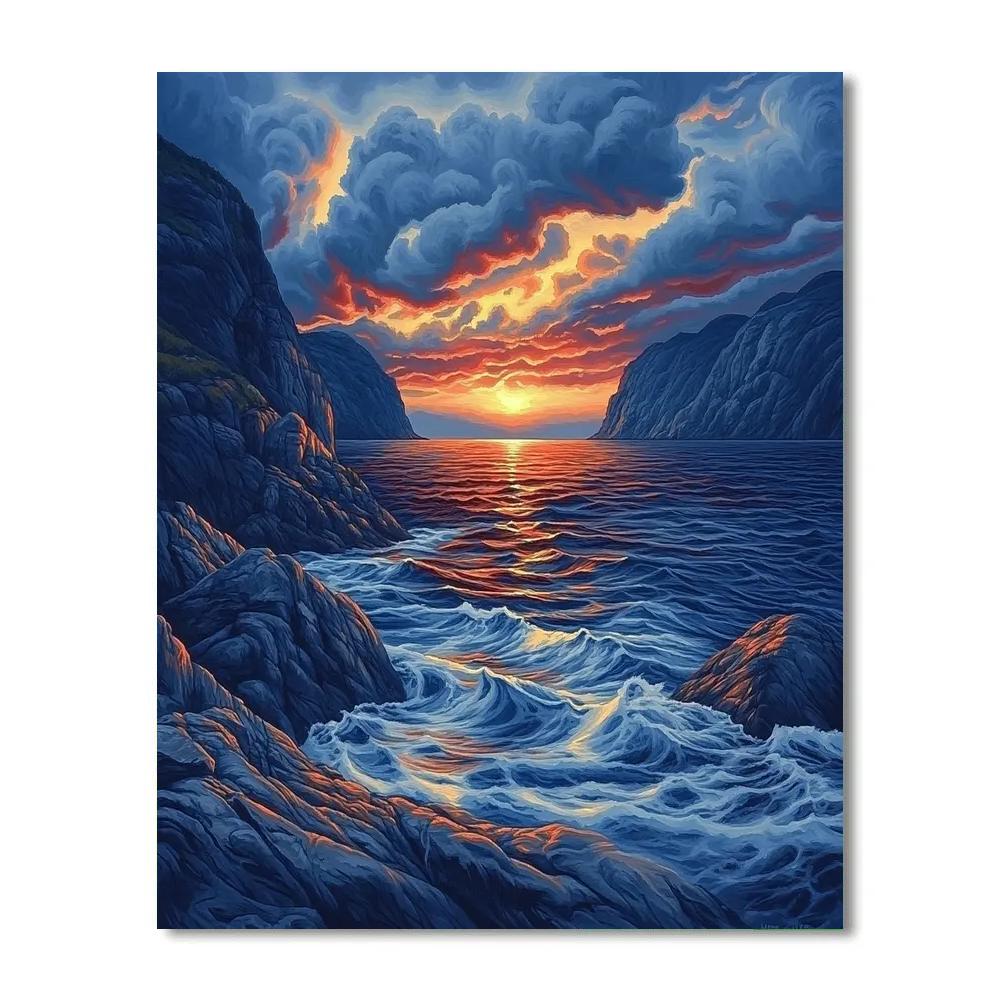 Edvard Munch Inspired Fjord Sunset Surge Numbered painting kits