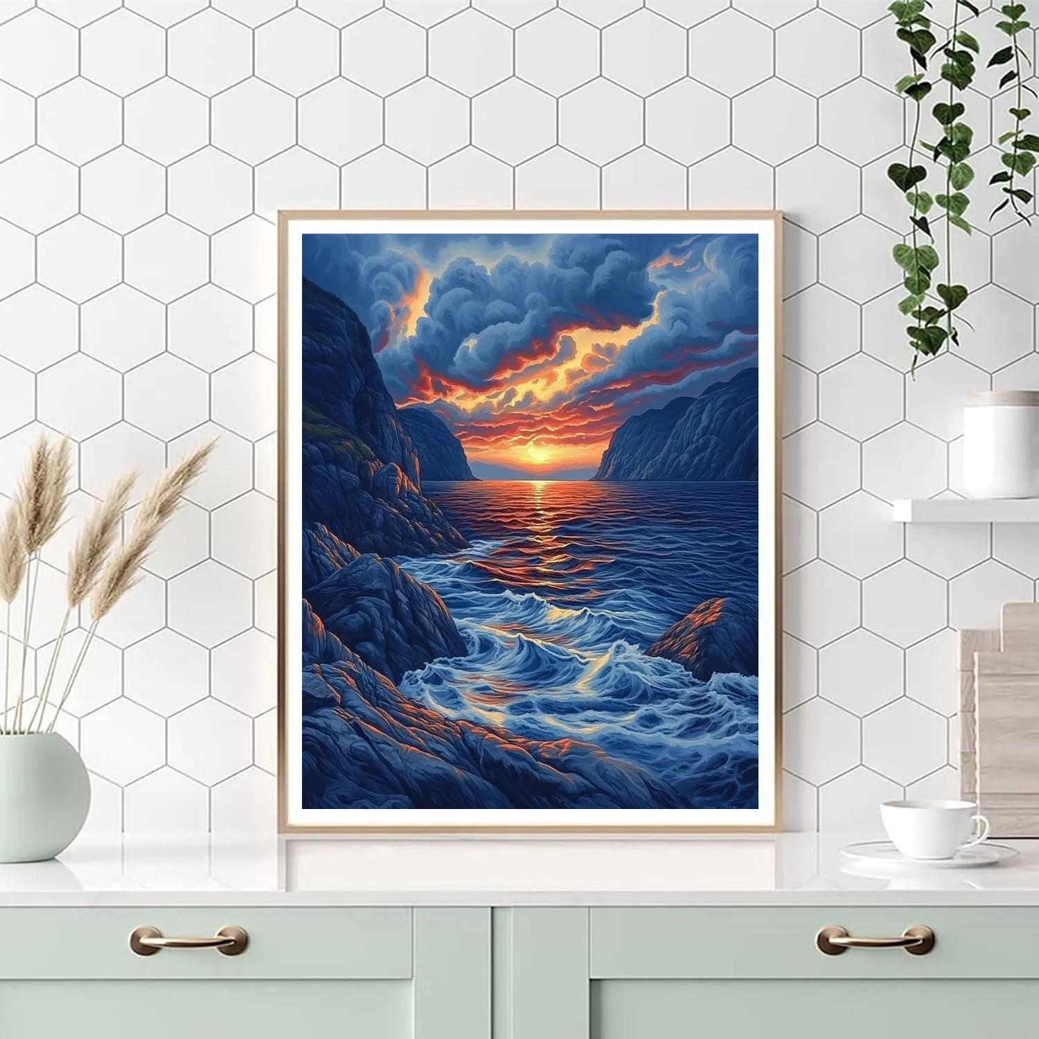 Edvard Munch Inspired Fjord Sunset Surge Numbered painting kits