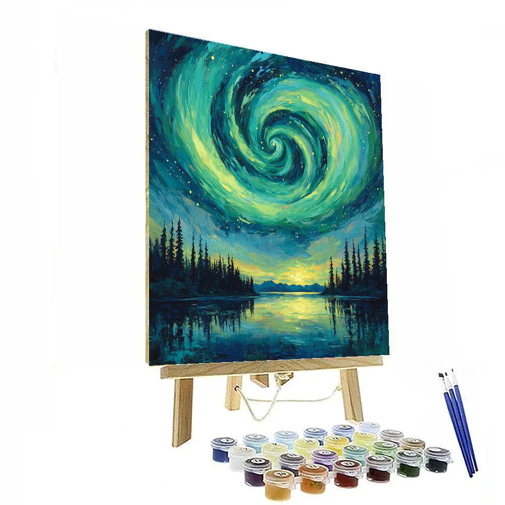 Edvard Munch Inspired Nocturnal Aurora Drift paint by numbers