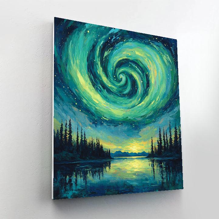 Edvard Munch Inspired Nocturnal Aurora Drift paint by numbers