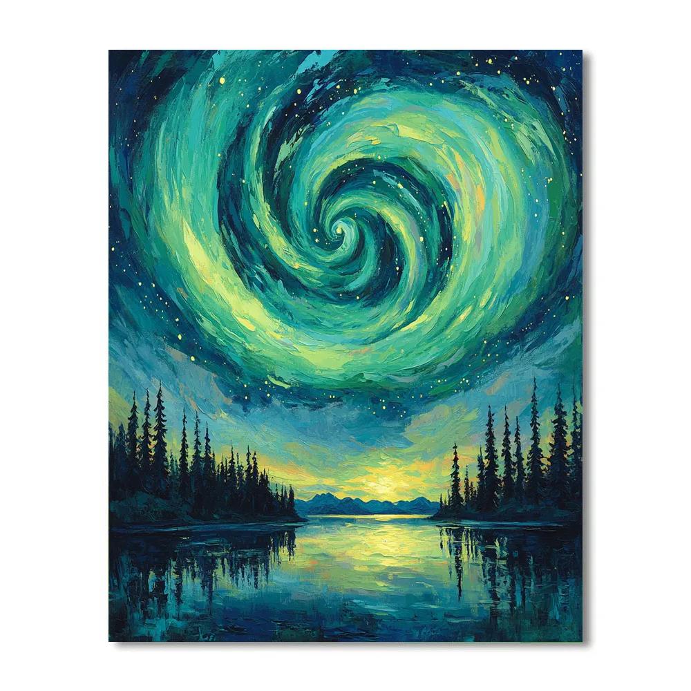 Edvard Munch Inspired Nocturnal Aurora Drift paint by numbers