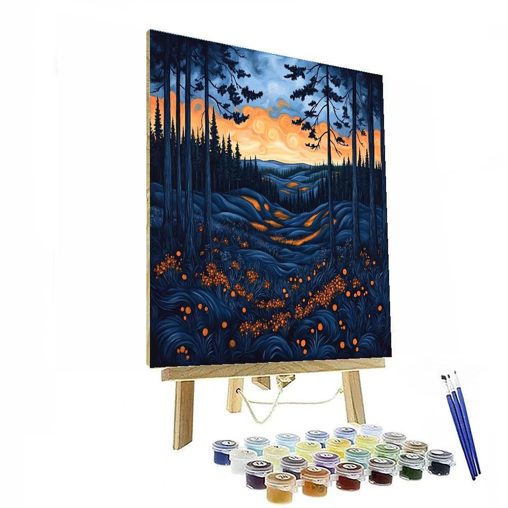 Edvard Munch Inspired Liminal Pine Expanse painting number kit