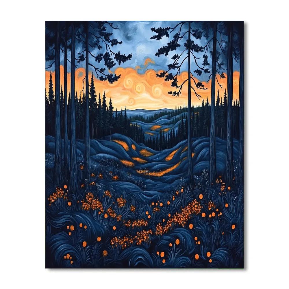 Edvard Munch Inspired Liminal Pine Expanse painting number kit