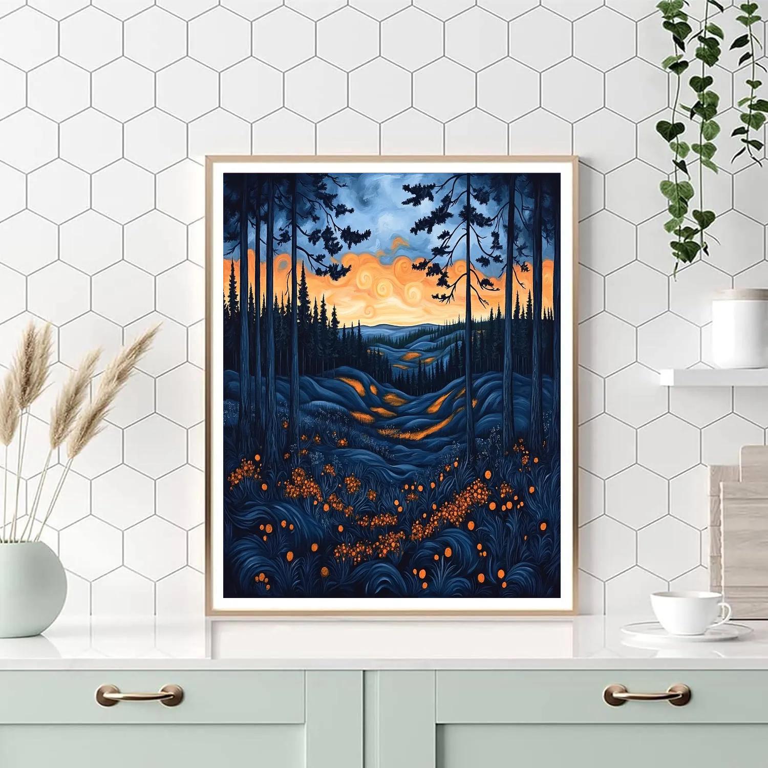 Edvard Munch Inspired Liminal Pine Expanse painting number kit