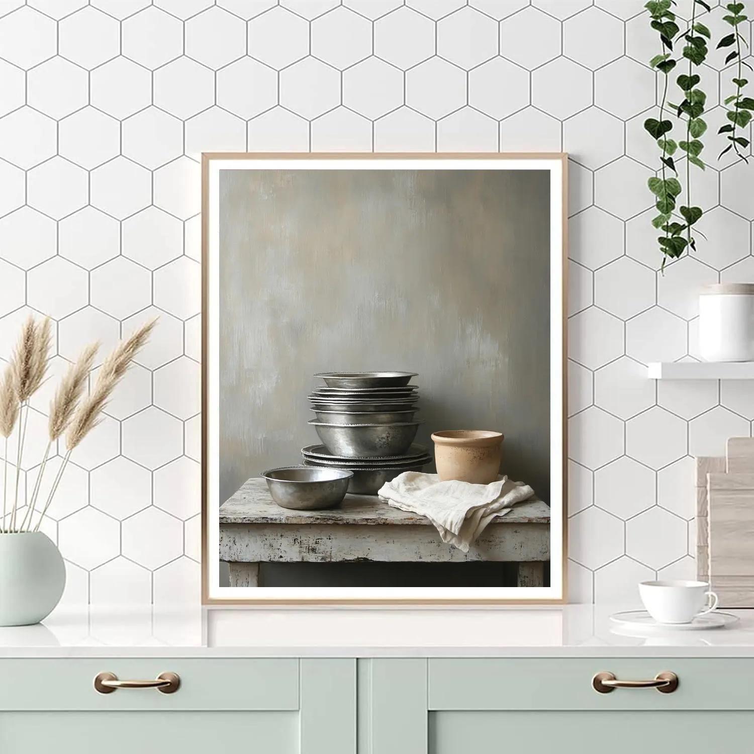 Diego Velázquez Inspired Pewter Plates And Clay Pot Ensemble Paint by numbers kits