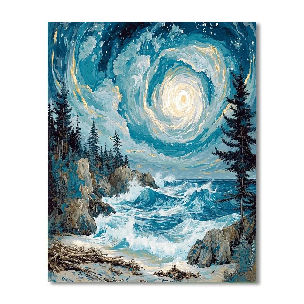 Emily Carr Inspired Churning Pacific Coast Storm DIY paint by numbers