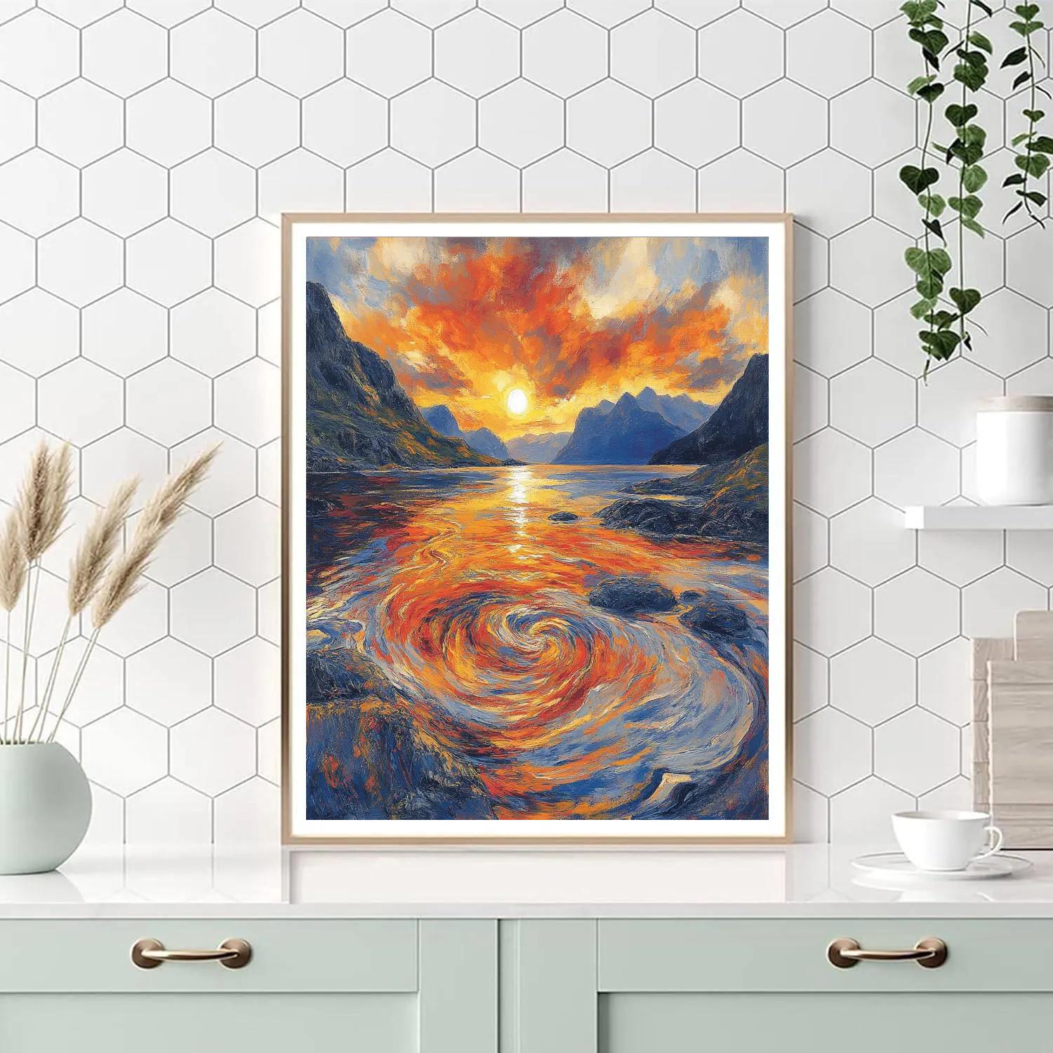 Edvard Munch Inspired Twilight Fjord Reverie Paint by numbers kits