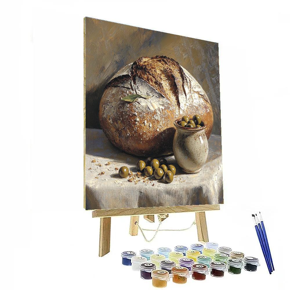 Diego Velázquez Inspired Bread And Olive Vessel Still Life Number painting