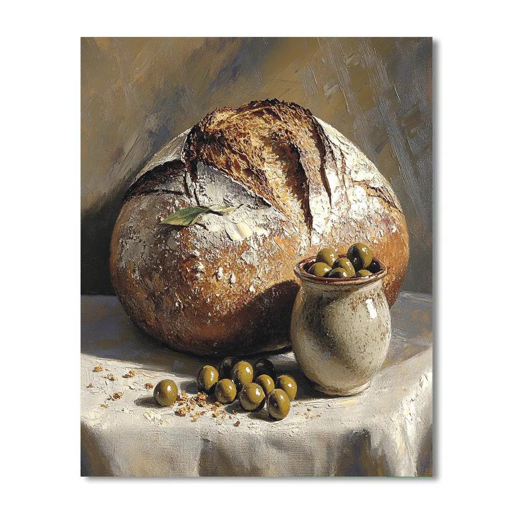 Diego Velázquez Inspired Bread And Olive Vessel Still Life Number painting