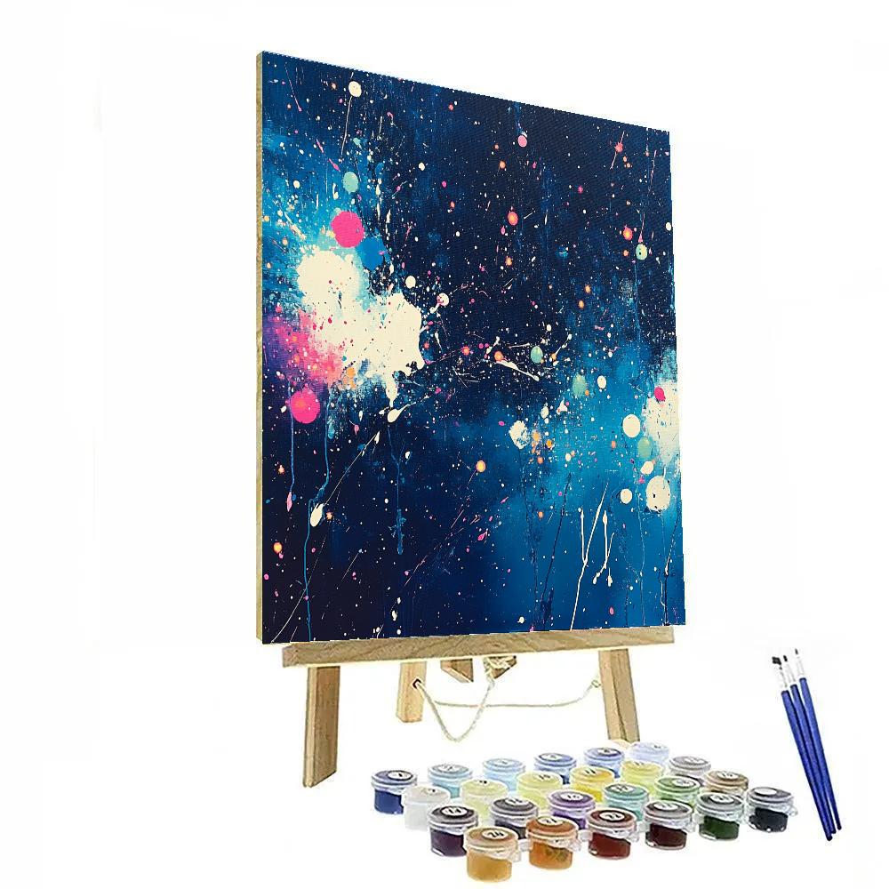 Pollock Inspired Cosmic Drip Number painting