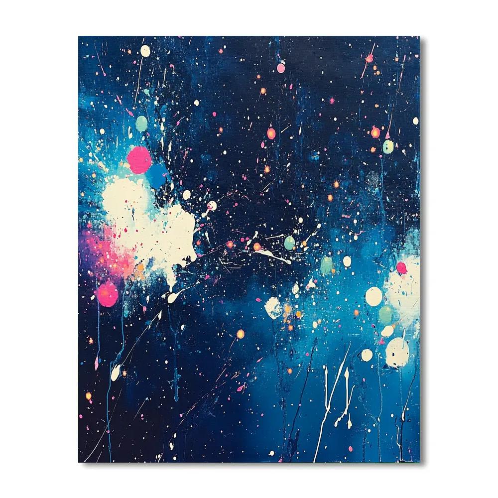 Pollock Inspired Cosmic Drip Number painting