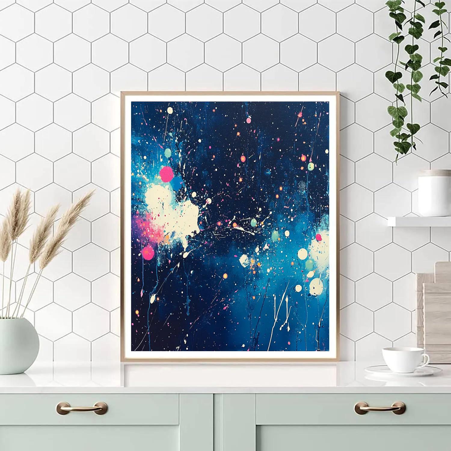 Pollock Inspired Cosmic Drip Number painting