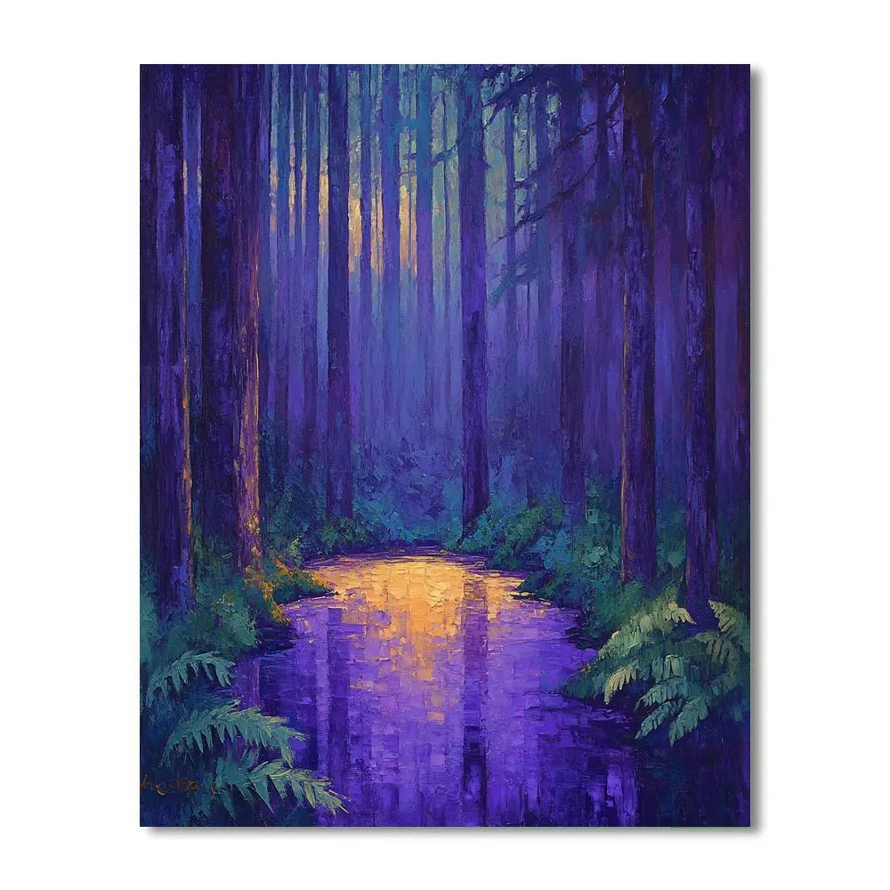 Emily Carr Inspired Mystical Forest Clearing At Dusk paint by color