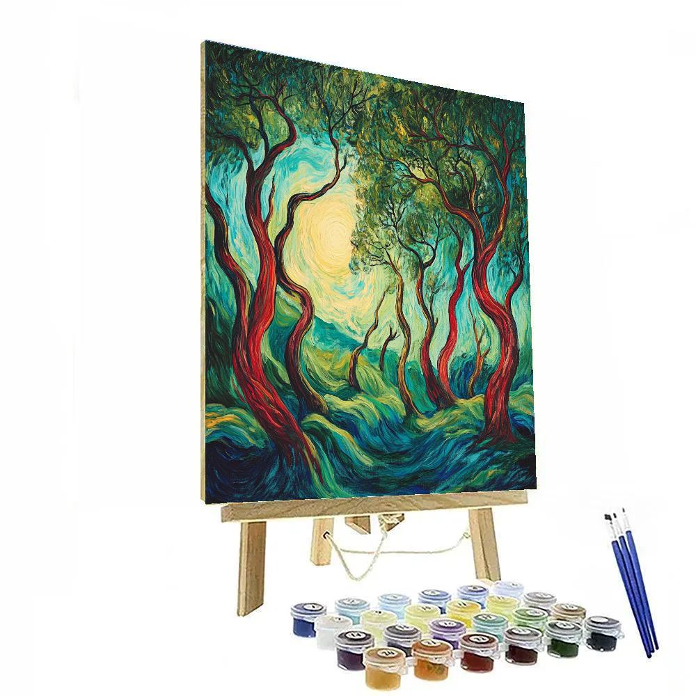 Edvard Munch Inspired Enchanted Nordic Forest Whispers Painting by numbers kit