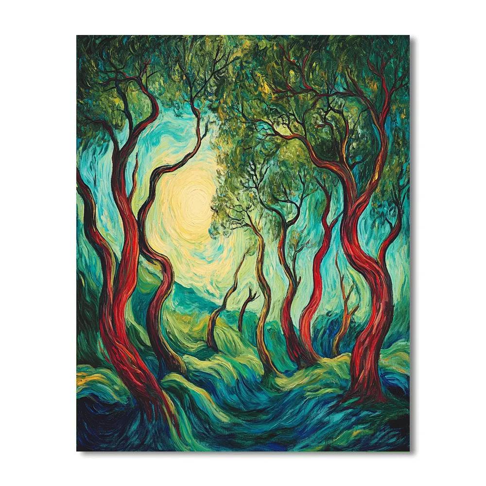 Edvard Munch Inspired Enchanted Nordic Forest Whispers Painting by numbers kit