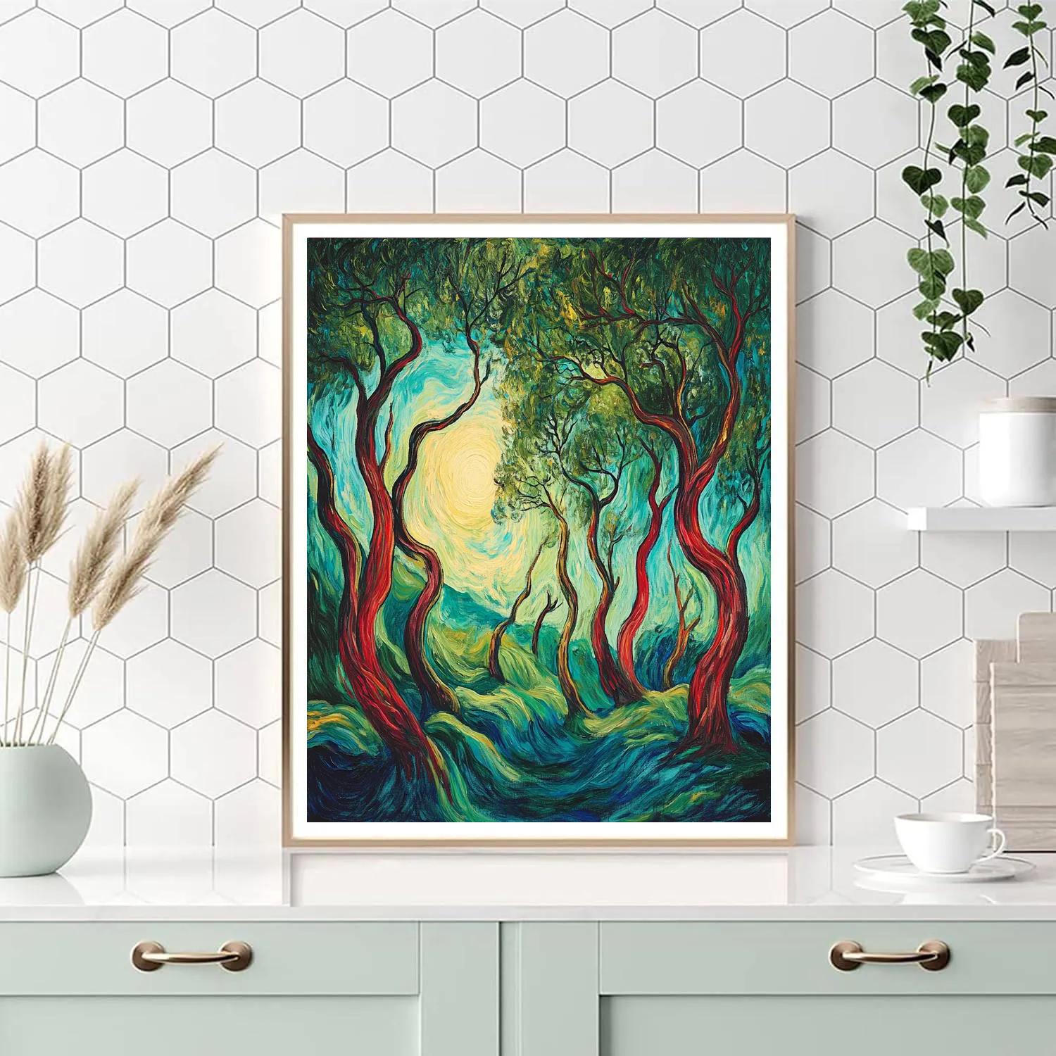 Edvard Munch Inspired Enchanted Nordic Forest Whispers Painting by numbers kit