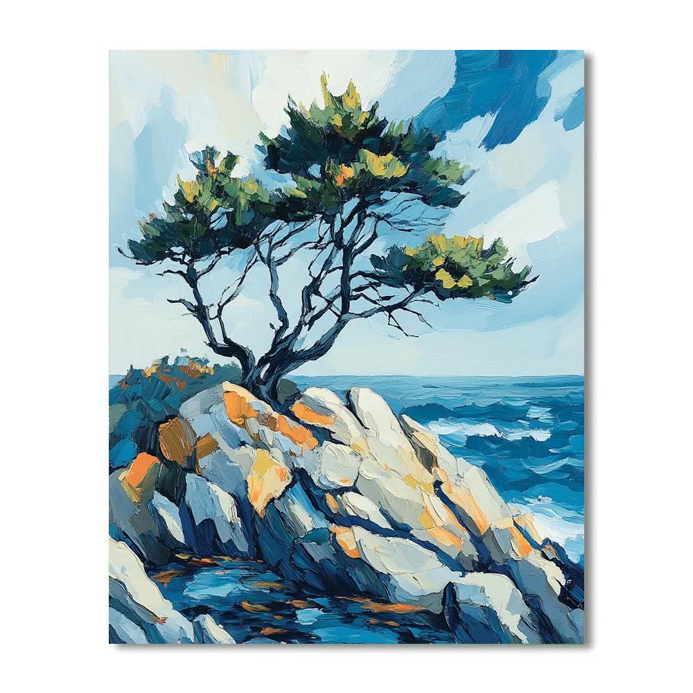 Emily Carr Inspired Windswept Coastal Pines On Rocky Headland Number painting