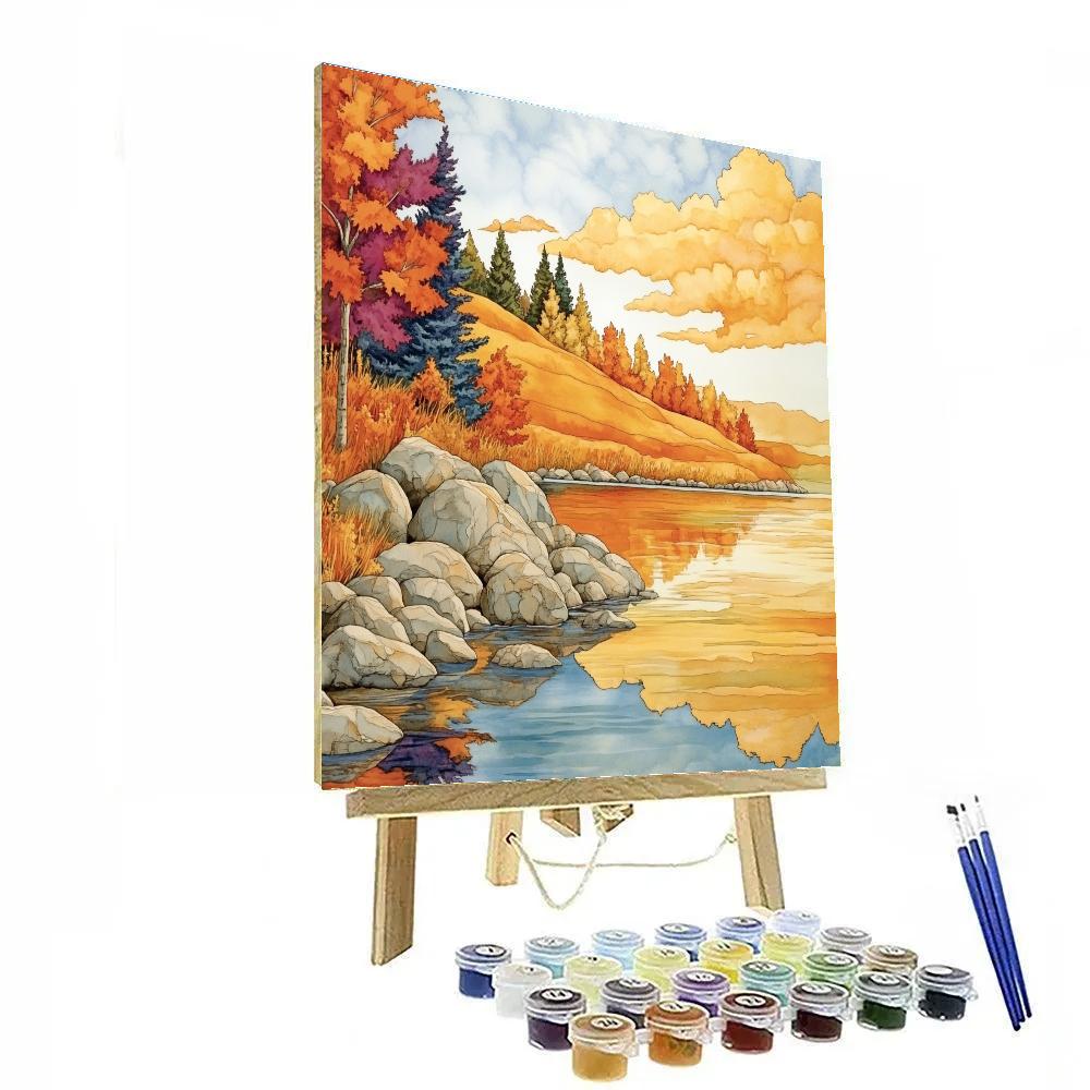 Franklin Carmichael Inspired Autumn Hillside Reflections paint by number
