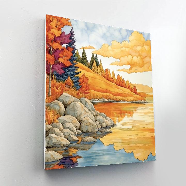 Franklin Carmichael Inspired Autumn Hillside Reflections paint by number